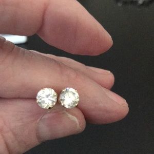 14kt gold setting Diamonique earrings. 1 ct each